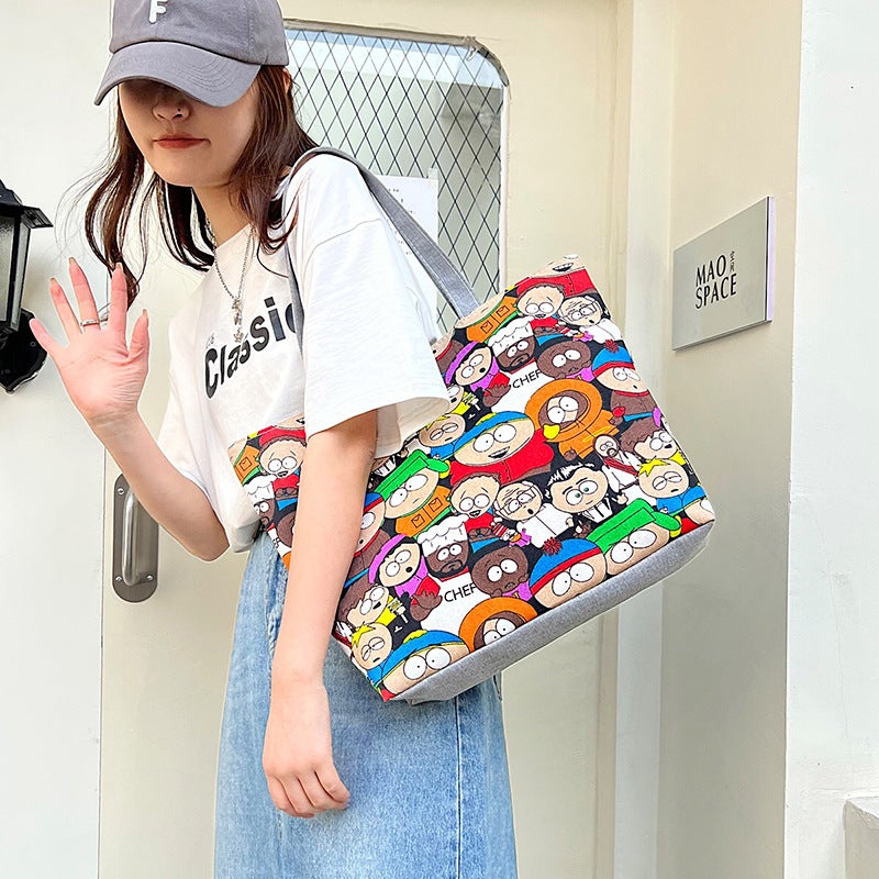 New Canvas Bag Large Capacity Women'S Bag Printed Handbag Korean Style Tote Large Bag Literary Student Bag Shopping Bag - Image 4