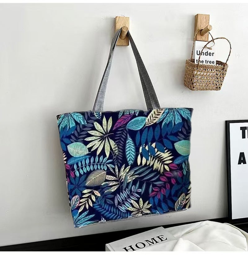 New Canvas Bag Large Capacity Women'S Bag Printed Handbag Korean Style Tote Large Bag Literary Student Bag Shopping Bag - Image 1