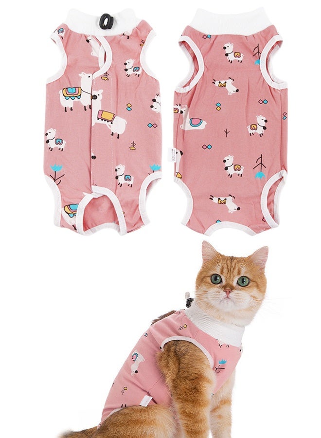 بدلة تعافي للقطط من جروح البطن، قطعة واحدة قابلة للتنفس للقطط بعد العمليات الجراحية، بدلة تعافي جراحي للقطط، بديل مخروطي للعار للقطط مضاد لللعق (L) - Image 1