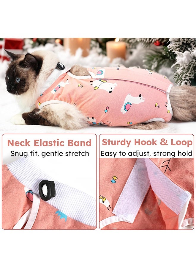 بدلة تعافي للقطط من جروح البطن، قطعة واحدة قابلة للتنفس للقطط بعد العمليات الجراحية، بدلة تعافي جراحي للقطط، بديل مخروطي للعار للقطط مضاد لللعق (L) - Image 3