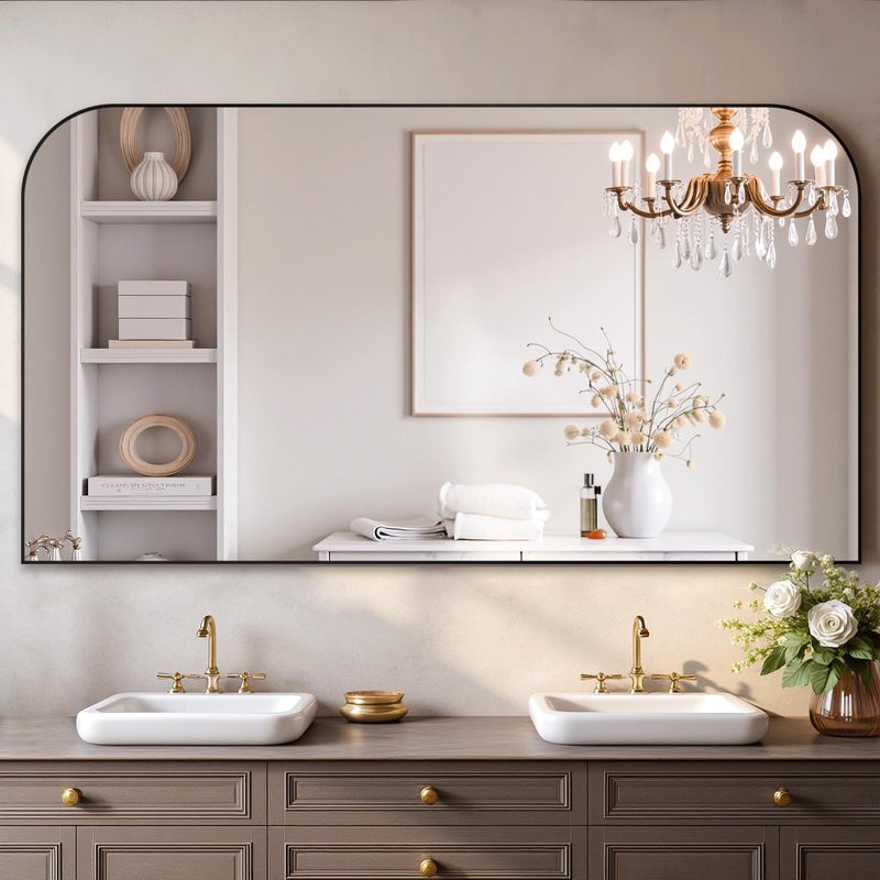 Delma Bathroom Vanity Mirror,30" x 55" Black Metal Framed Wall Mirror for Over Sink, Living Room, Bedroom,Entryway Decor - Image 2
