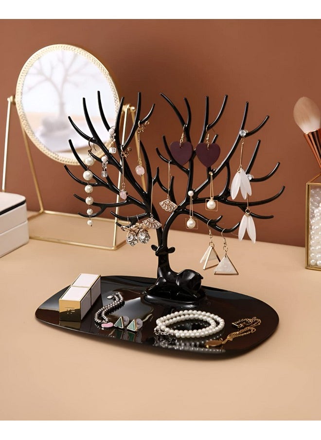 Oblivion - Oblivion Plastic Deer/Antlers Jewelry Holder Deer Tree | Creative Sika Deer Tree Tray Display Stand Holder (Black) - Image 1