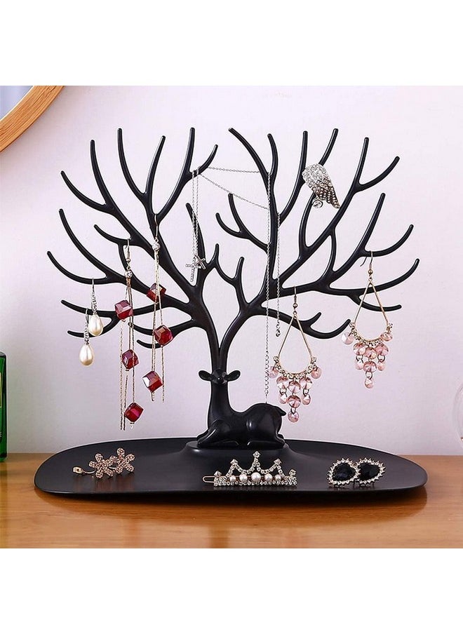 Oblivion - Oblivion Plastic Deer/Antlers Jewelry Holder Deer Tree | Creative Sika Deer Tree Tray Display Stand Holder (Black) - Image 1