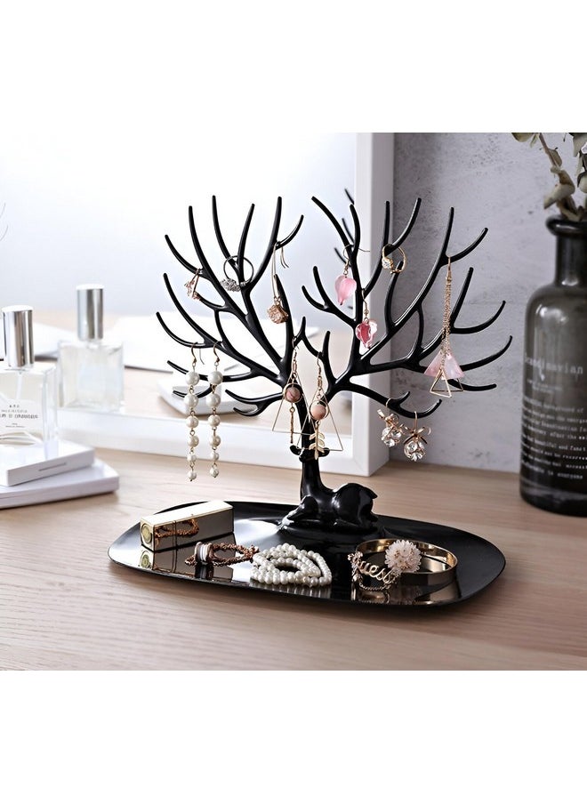 Oblivion - Oblivion Plastic Deer/Antlers Jewelry Holder Deer Tree | Creative Sika Deer Tree Tray Display Stand Holder (Black) - Image 1