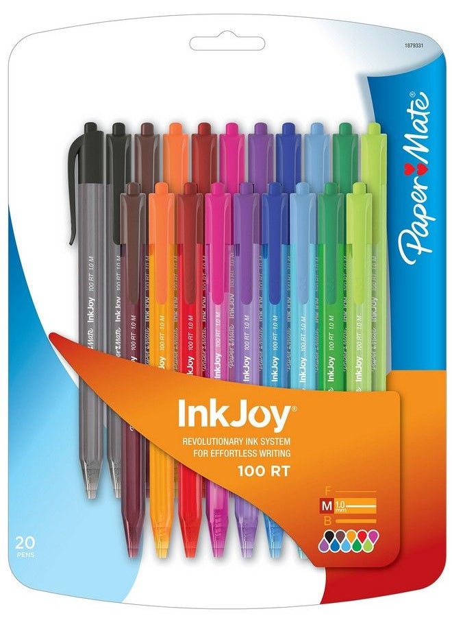 Paper Mate Inkjoy 100Rt Retractable Ballpoint Pen Medium Fashion Colors Set Of 20 (1879331)  - Image 1