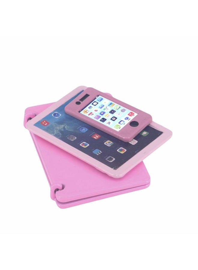 Lynkaye Dollhouse Decoration Miniature Accessories Dollhouse Computer Laptop Tablet Phone Simulation Accessories for Doll 1/6 1/12 Miniatures Play Set - 3 Pcs (3 Laptop-Pink) - Image 5
