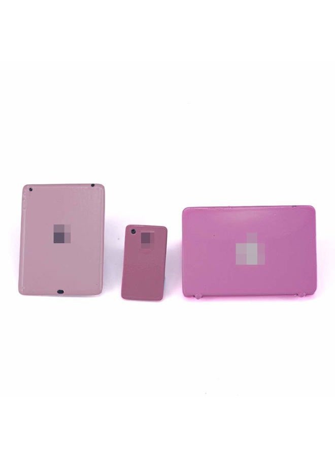 Lynkaye Dollhouse Decoration Miniature Accessories Dollhouse Computer Laptop Tablet Phone Simulation Accessories for Doll 1/6 1/12 Miniatures Play Set - 3 Pcs (3 Laptop-Pink) - Image 4