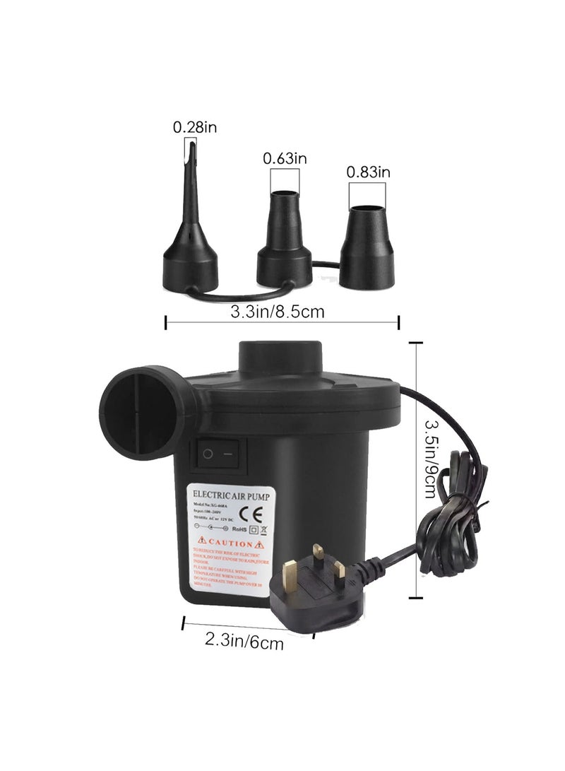 كارتوجيفز منفاخ هواء كهربائي ثنائي الاتجاه AC 240V / DC 12V بقدرة 50 واط – للنفخ والتفريغ مع 3 فوهات للمراتب الهوائية وألعاب السباحة والمستلزمات القابلة للنفخ - Image 4