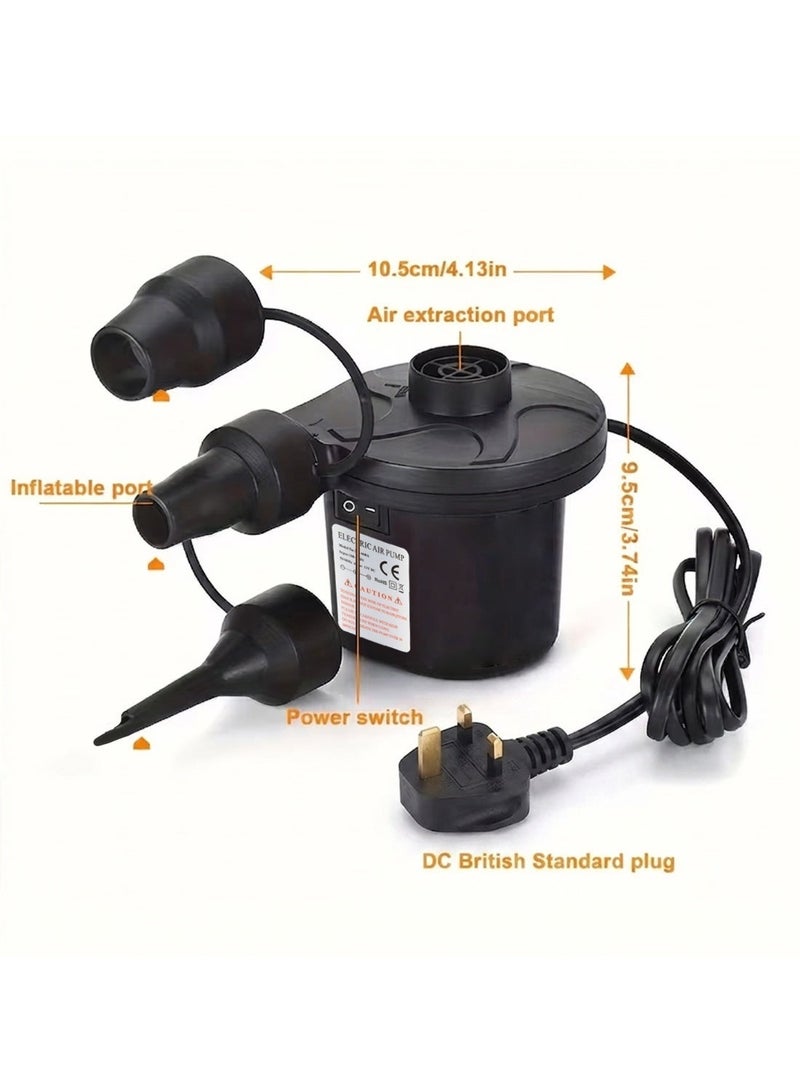 كارتوجيفز منفاخ هواء كهربائي ثنائي الاتجاه AC 240V / DC 12V بقدرة 50 واط – للنفخ والتفريغ مع 3 فوهات للمراتب الهوائية وألعاب السباحة والمستلزمات القابلة للنفخ - Image 5
