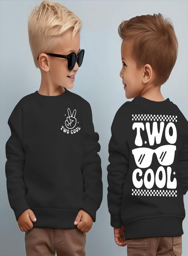 KEKEMI Two Cool Birthday Sweatshirt Toddler Boy 2T Birthday Long Sleeve Shirt 2 Years Old Bday Party Outfit Fall Tops Clothes(Black,2T) - Image 2