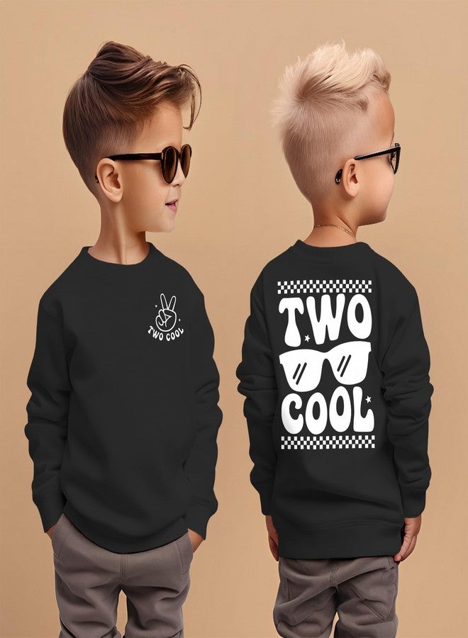 KEKEMI Two Cool Birthday Sweatshirt Toddler Boy 2T Birthday Long Sleeve Shirt 2 Years Old Bday Party Outfit Fall Tops Clothes(Black,2T) - Image 3