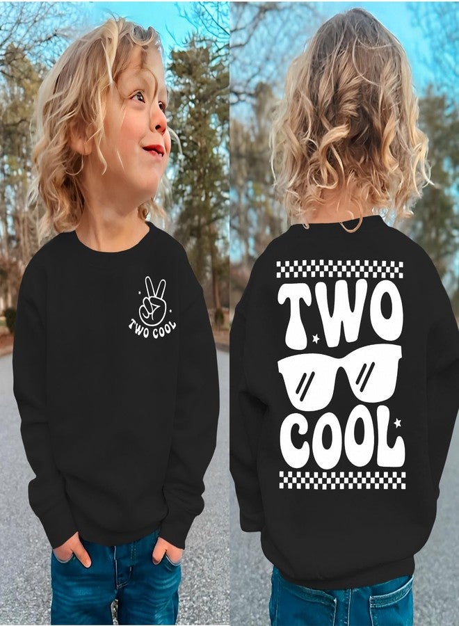 KEKEMI Two Cool Birthday Sweatshirt Toddler Boy 2T Birthday Long Sleeve Shirt 2 Years Old Bday Party Outfit Fall Tops Clothes(Black,2T) - Image 5