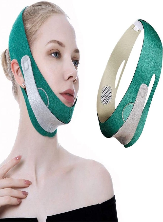 KANAKADHARA حزام تنحيف الوجه من كاناكادهارا، حزام شد الوجه على شكل حرف V، حزام تنحيف الذقن المزدوجة للنساء والرجال، حزام شد الوجه على شكل حرف V - أخضر - Image 1