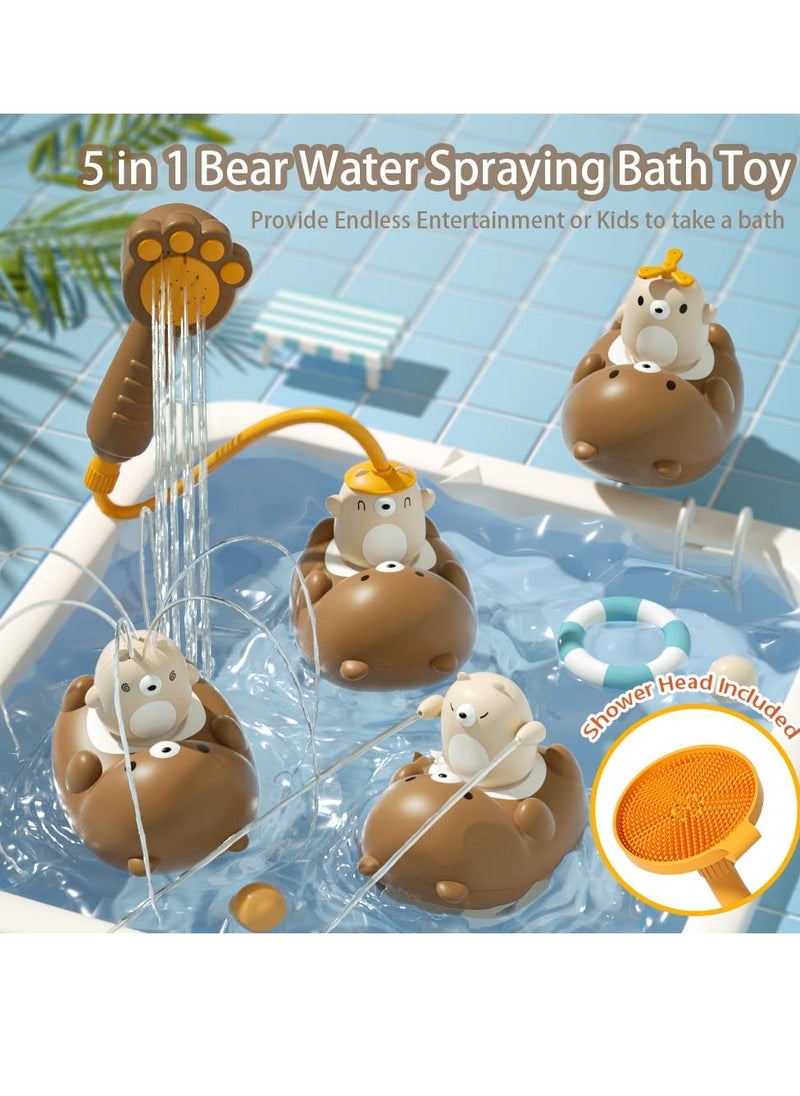 KASTWAVE - Bath Toys for Toddlers, Shower Head for Bath Sprayer, 5 Modes Bear Sprinkler Bathtub Toys Gifts for Kids Boy Girl, Baby Bath Sprayer Toy with Shower Head - Image 1