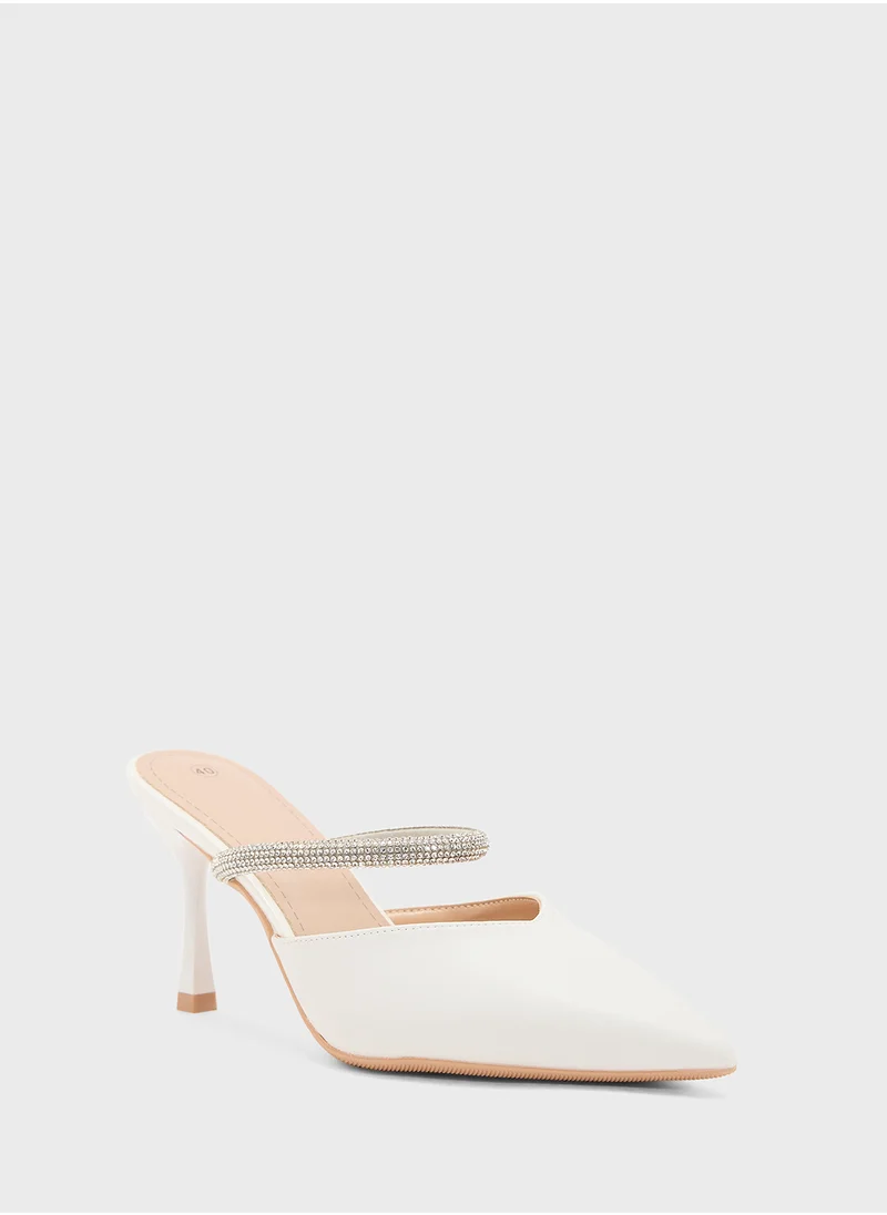 Ella Limited Edition Diamante Strap Heeled Mule