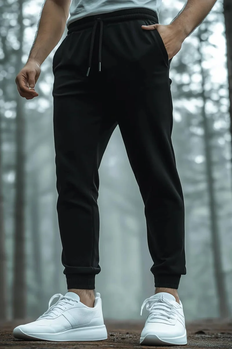 NOBERO  Men's Black Regular Fit Joggers for Men | Best Price UAE
