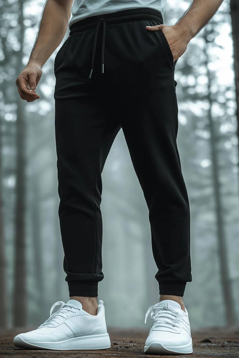 NOBERO Men's Black Regular Fit Joggers - Image 4