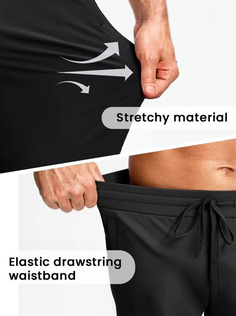 NOBERO  Men's Black Regular Fit Joggers for Men | Best Price UAE