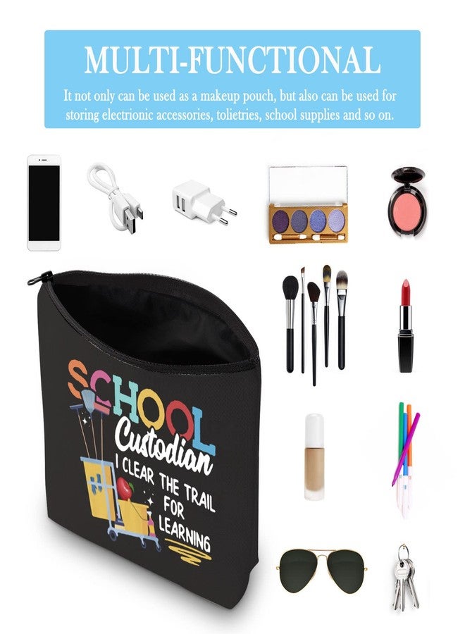GJTIM Custodian gift Maintenance Gift Janitorial Gift Janitor Appreciation Gift I Clear The Trail For Learning Teacher Makeup Bag (Custodian) - Image 3