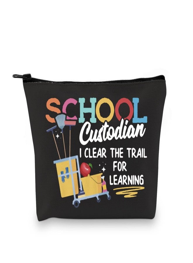 GJTIM Custodian gift Maintenance Gift Janitorial Gift Janitor Appreciation Gift I Clear The Trail For Learning Teacher Makeup Bag (Custodian) - Image 1