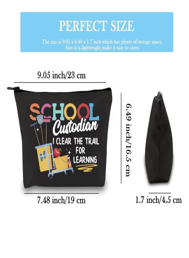 GJTIM Custodian gift Maintenance Gift Janitorial Gift Janitor Appreciation Gift I Clear The Trail For Learning Teacher Makeup Bag (Custodian) - Image 2