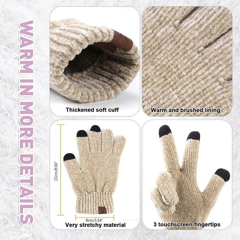AQOTHES Womens Winter Knit Warm Hat Beanie Long Scarf Touch Screen Gloves Set Skull Caps Neck Scarves for Women - Image 4