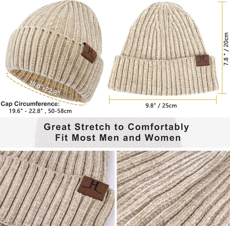 AQOTHES Womens Winter Knit Warm Hat Beanie Long Scarf Touch Screen Gloves Set Skull Caps Neck Scarves for Women - Image 2