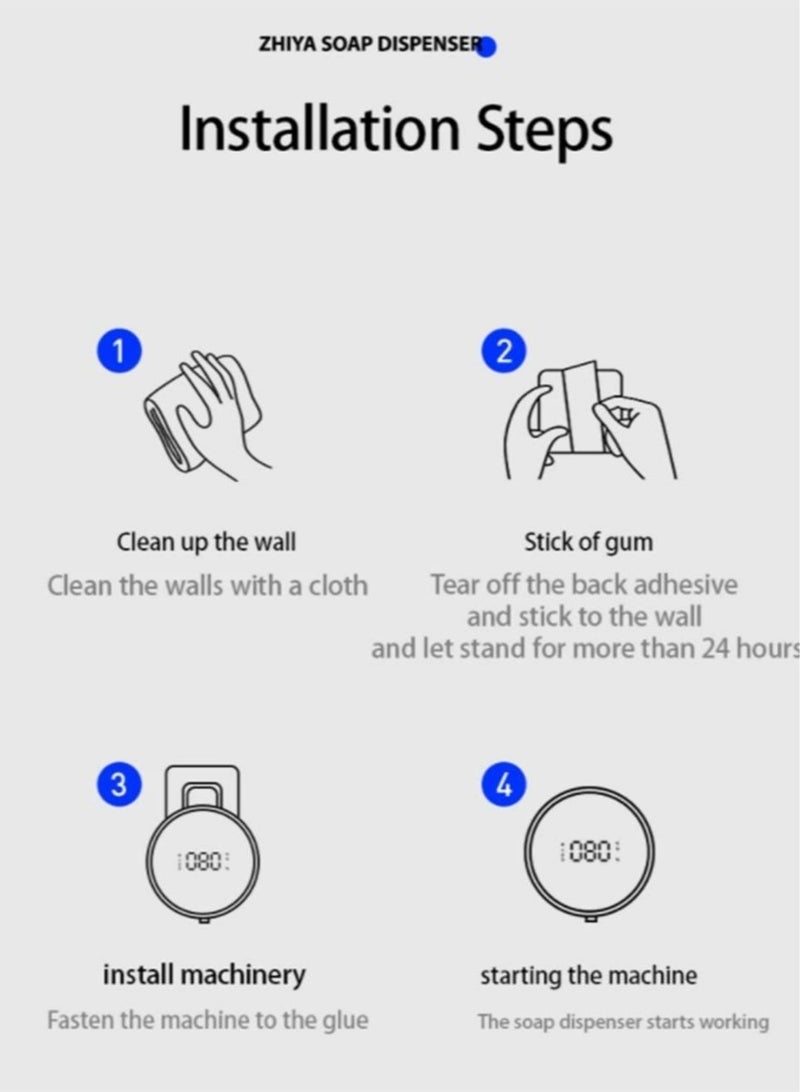 Automatic Soap Dispenser Non-contact Foaming Dispenser with Infrared Sensor Ipx5 Waterproof Class 3 Foam Multi-liquid Use Wall Mounted Easy Installation - Image 5