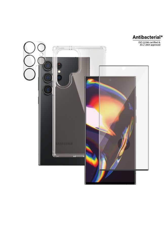 بانزرجلاس حافظة وواقي شاشة وعدسة كاميرا لهاتف سامسونج جالاكسي S23 الترا - شفاف - Image 1