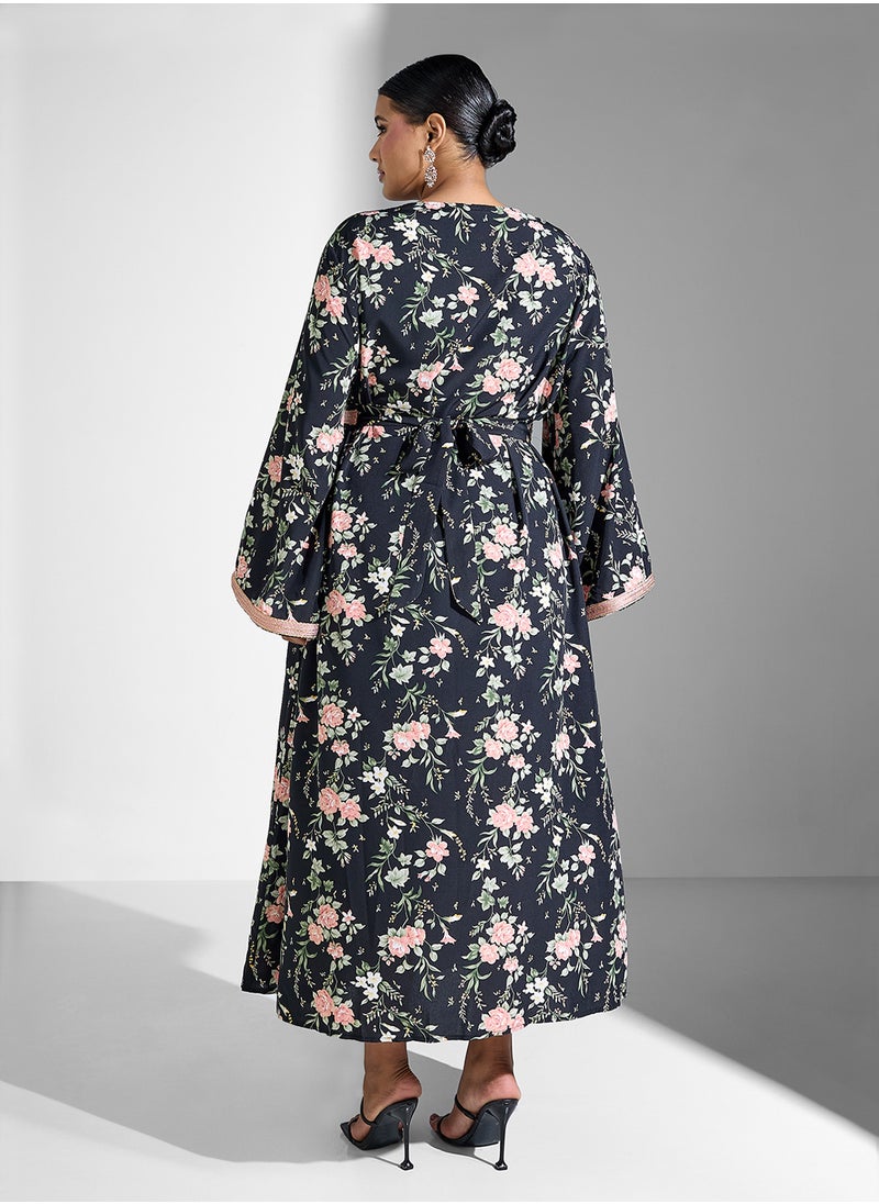 Khizana Plus size floral print jalabiya  - Image 2