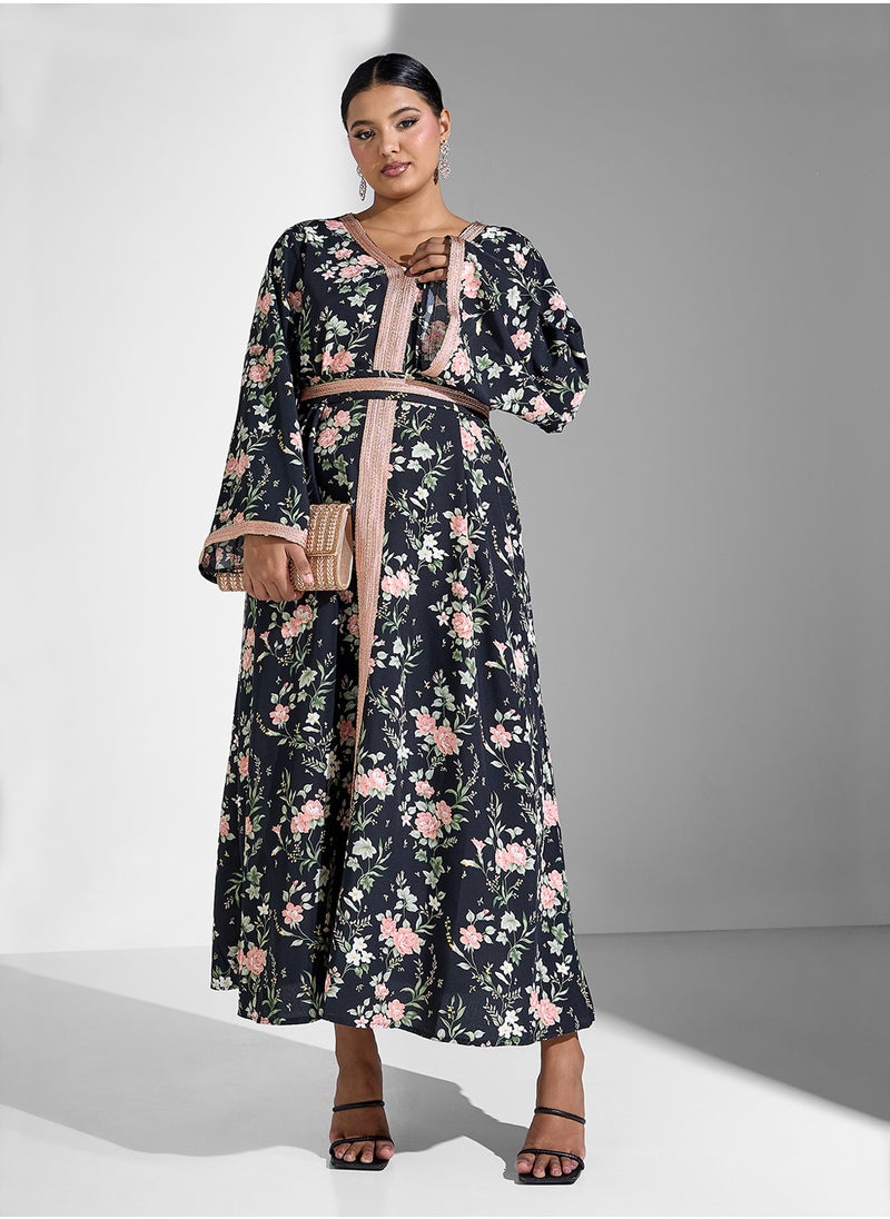Khizana Plus size floral print jalabiya  - Image 4