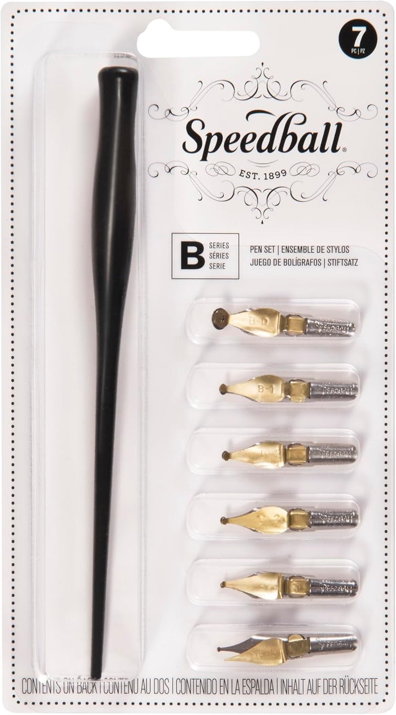 Speedball B-Series Calligraphy Pen Set with 1 Penholder and 6 Nibs for Lettering - Image 1