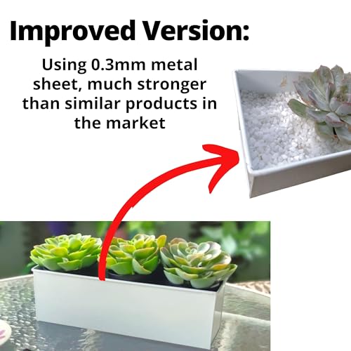 LáLáGreen LaLaGreen Wall Planter (3 Pack, 14 Inch) Large Wall Mount Planters for Succulent White, Rectangular Metal Hanging Flower Pot, Long Window Boxes Fence Railings Rustic Floating Shelve Indoor Outdoor - Image 4