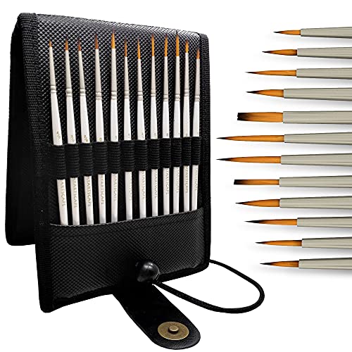 MyArtscape Miniature Paint Brushes with Holder, Set of 12 for Detail & Fine Point Painting - use with Acrylic, Watercolor, Oil, Gouache - for Pinstriping & Lettering - Art Supplies - Image 1