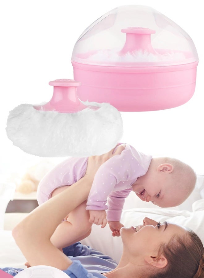 Fluffy Soft Face & Body Puff with Case, for Baby Kids Adults Bath Travel, Pink - Image 1