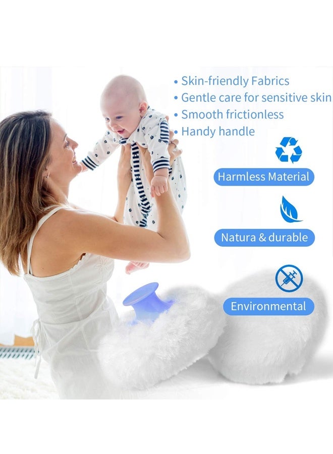Fluffy Soft Face & Body Puff with Case, for Baby Kids Adults Bath Travel, Pink - Image 3