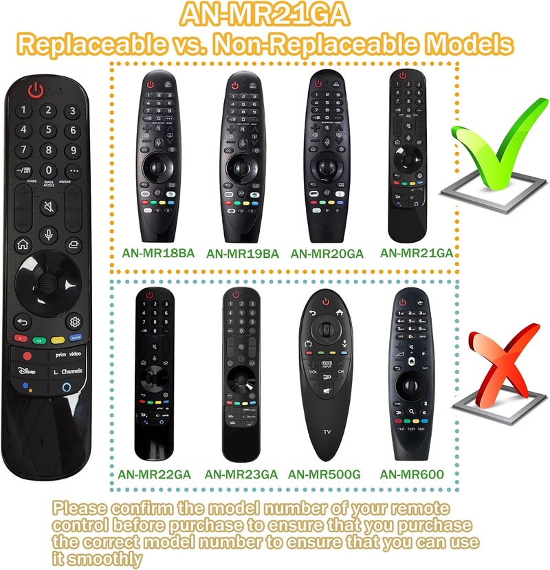 Bxmgr AN-MR22GA AN-MR21GA Magic Remote for LG Smart TV Remote with Voice Pointer, for LG Smart TVs UHD OLED QNED NanoCell 4K 8K Series, Compatible with LG TVs 2018-2022, with Hot Key, 5 Year Warranty - Image 2