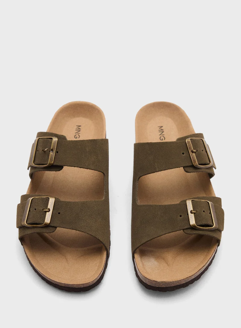 مانجو مان Split Leather Sandals With Buckle