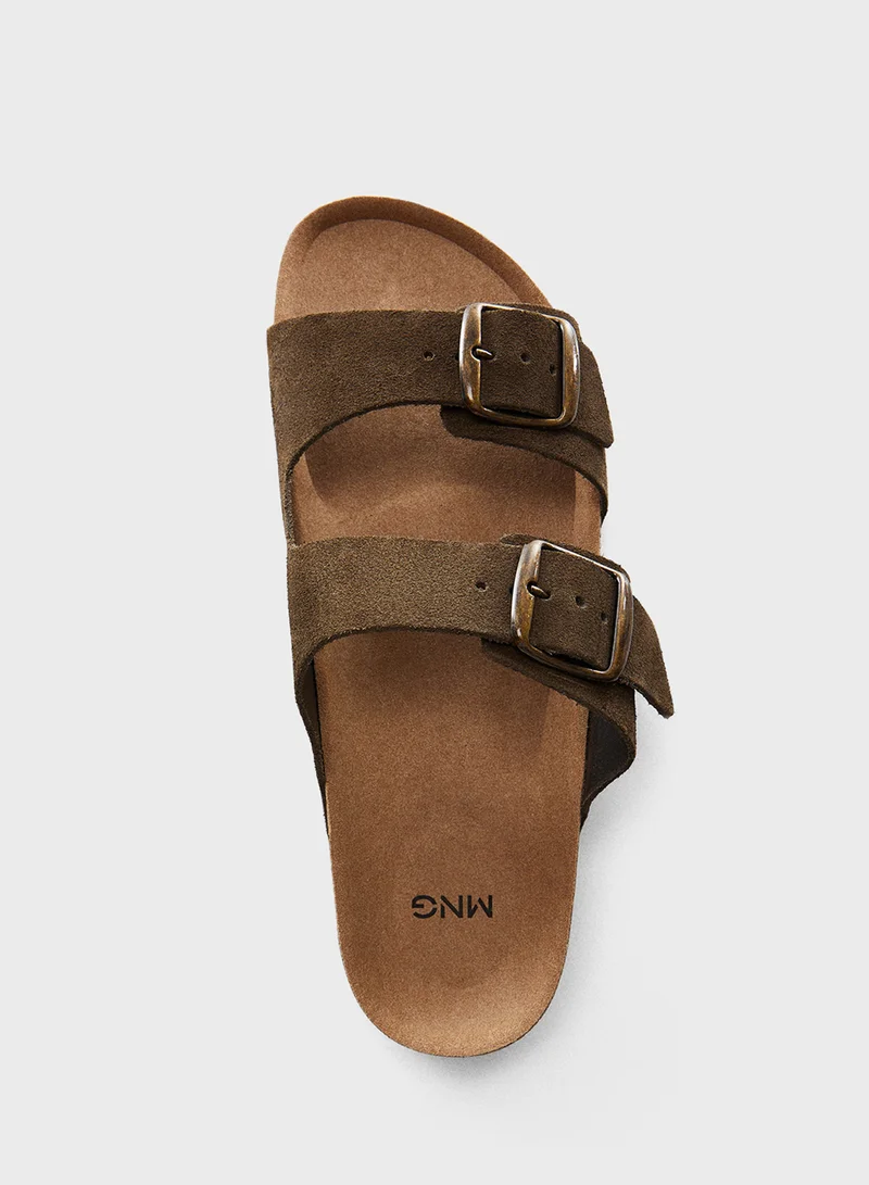 مانجو مان Split Leather Sandals With Buckle