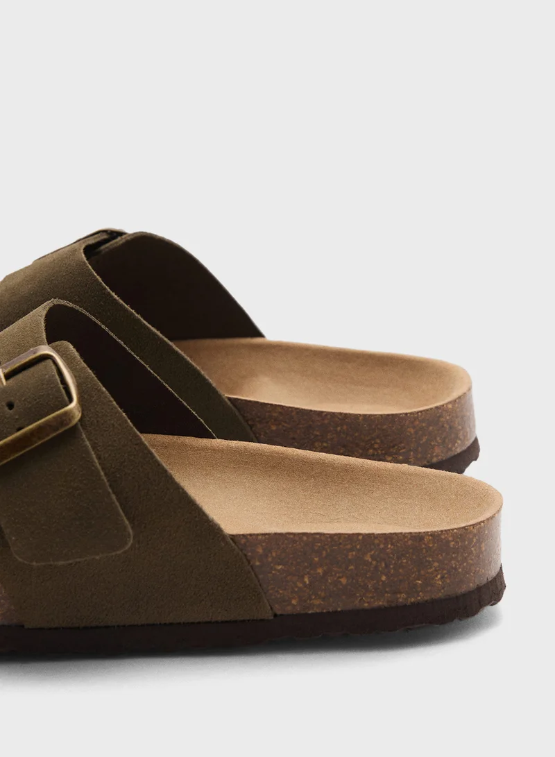 مانجو مان Split Leather Sandals With Buckle