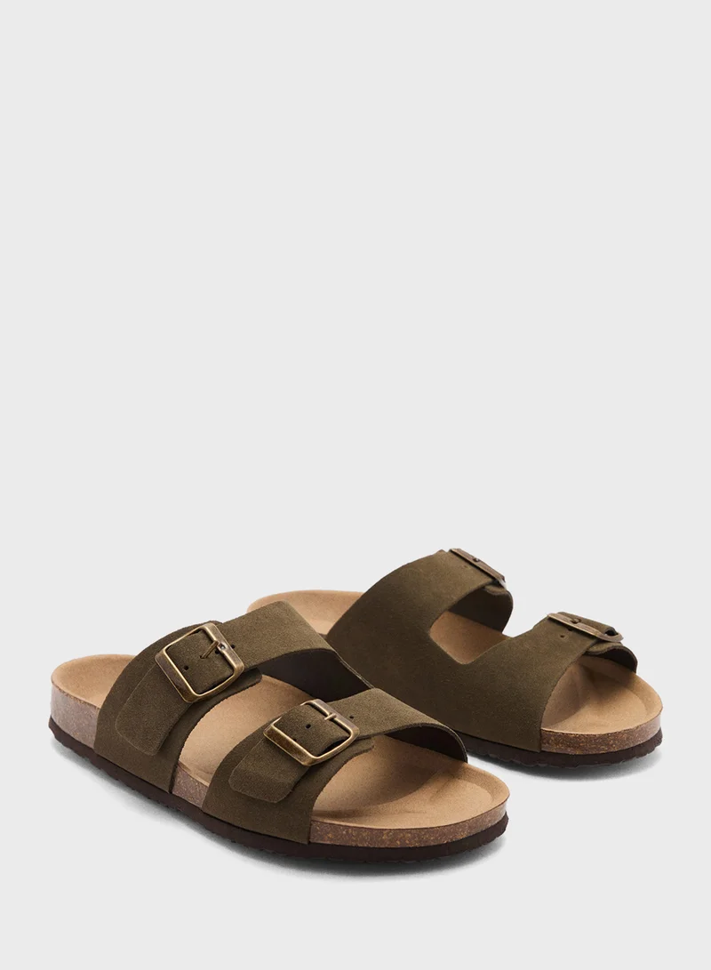 مانجو مان Split Leather Sandals With Buckle