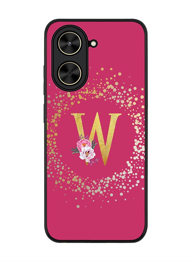 Stylizedd For Xiaomi Poco C71 / Redmi A5 4G Case,Slim fit Camera Protection, Shockproof Thin Phone cover  - Custom Monogram Floral - W ( Deep Pink )