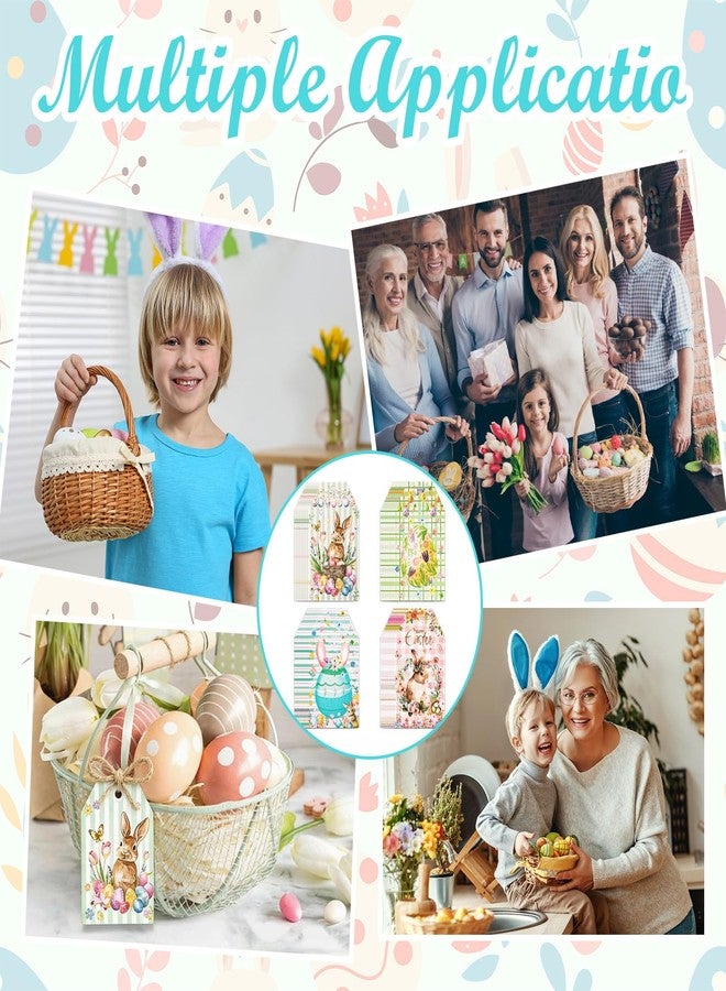 Konsait 64 Pack Easter Gift Tags with String,Colorful Bunny Egg Gifts Tags for Basket,DIY Crafts,Cellophane Treat Bags,Party Decorations,4 Styles - Image 5