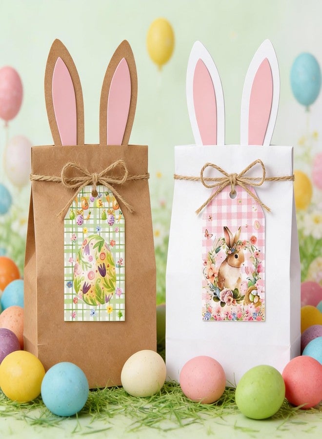Konsait 64 Pack Easter Gift Tags with String,Colorful Bunny Egg Gifts Tags for Basket,DIY Crafts,Cellophane Treat Bags,Party Decorations,4 Styles - Image 4