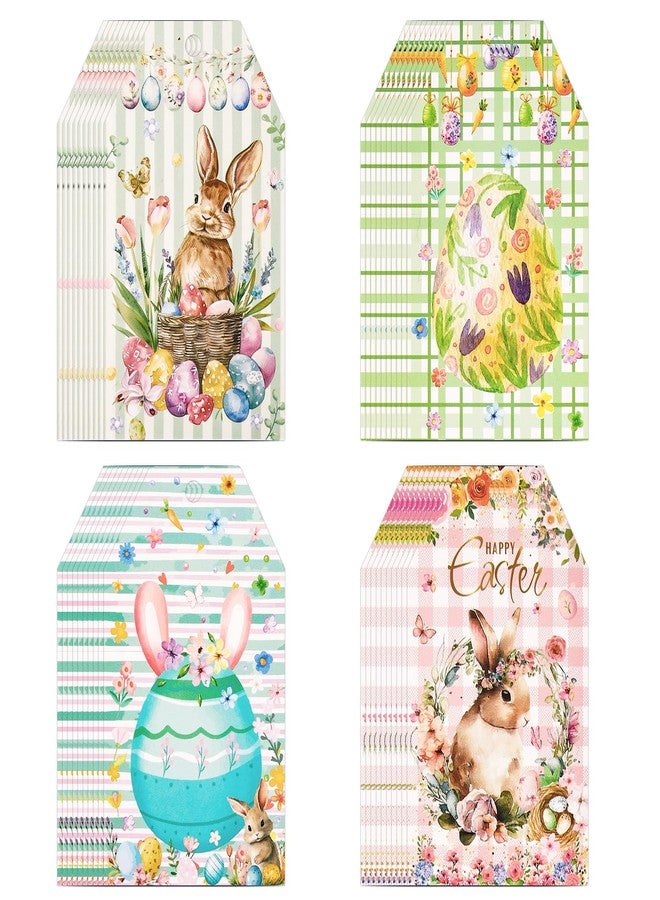 Konsait 64 Pack Easter Gift Tags with String,Colorful Bunny Egg Gifts Tags for Basket,DIY Crafts,Cellophane Treat Bags,Party Decorations,4 Styles - Image 1