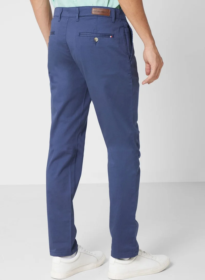 Thomas Scott Men Blue Easy Wash Slim Fit Sustainable Chinos Trousers