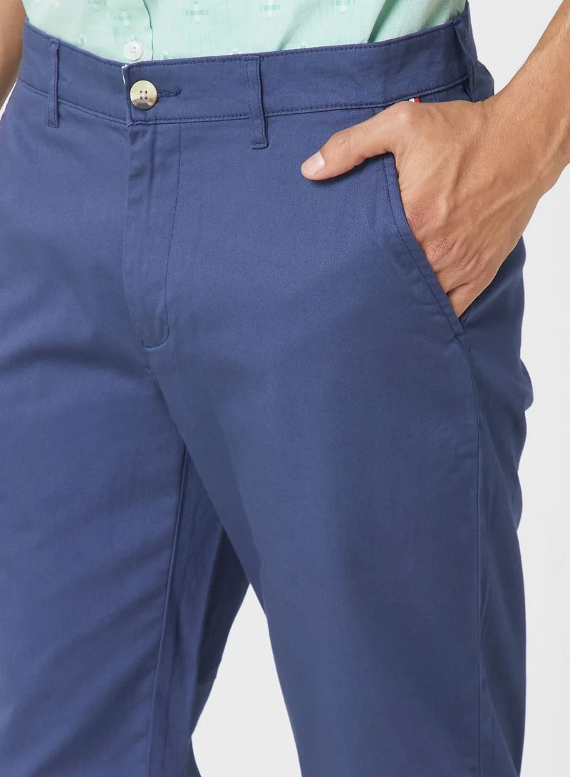 Thomas Scott Men Blue Easy Wash Slim Fit Sustainable Chinos Trousers