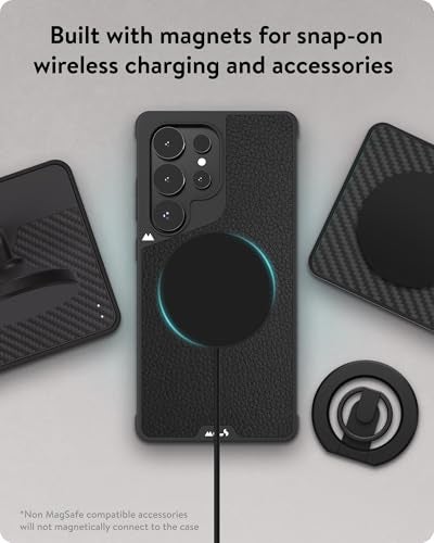 Mous for Samsung Galaxy S25 Ultra Case MagSafe Compatible - Limitless 6.0 - Black Leather - Protective Shockproof Phone Cover - Image 5