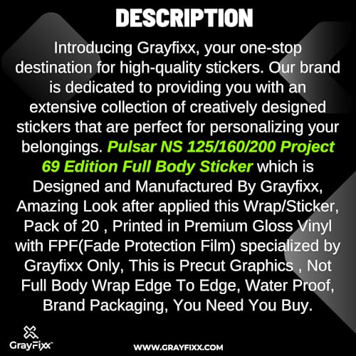 Grayfixx Project 69 OTX Edition Full Body Sticker for Pulsar NS 200 | Printed in Premium Gloss Vinyl with FPF(Fade Protection Film), Water Proof, Precut Sticker, Pack of 1 for Both Side - Image 4
