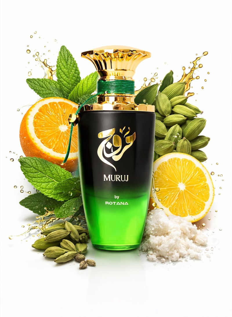 Rotana Perfumes Muruj Unisex Perfume 100ml | Long Lasting Eau De Parfum | Orange, Lemon, Pink Grapefruit, Green Tea, Mint, Musk, Oakmoss & Cardamom | Fresh Citrus Luxury Fragrance UAE - Image 1